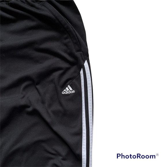Adidas Men’s Black 3 Strip Polyester Blend Athletic Workout Soccer Pants Sz XXL - Picture 2 of 8